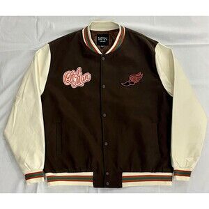 Men’s Boohoo Man Varsity‎ Jacket Coat 3XL Brown NWOT
